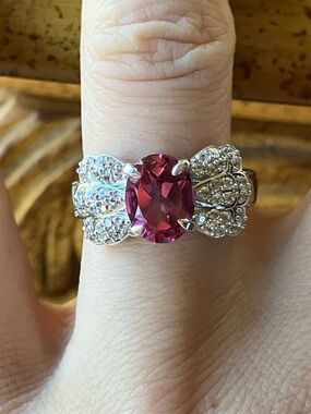 Genuine Pink Topaz Sterling Silver Ring Size 6.75